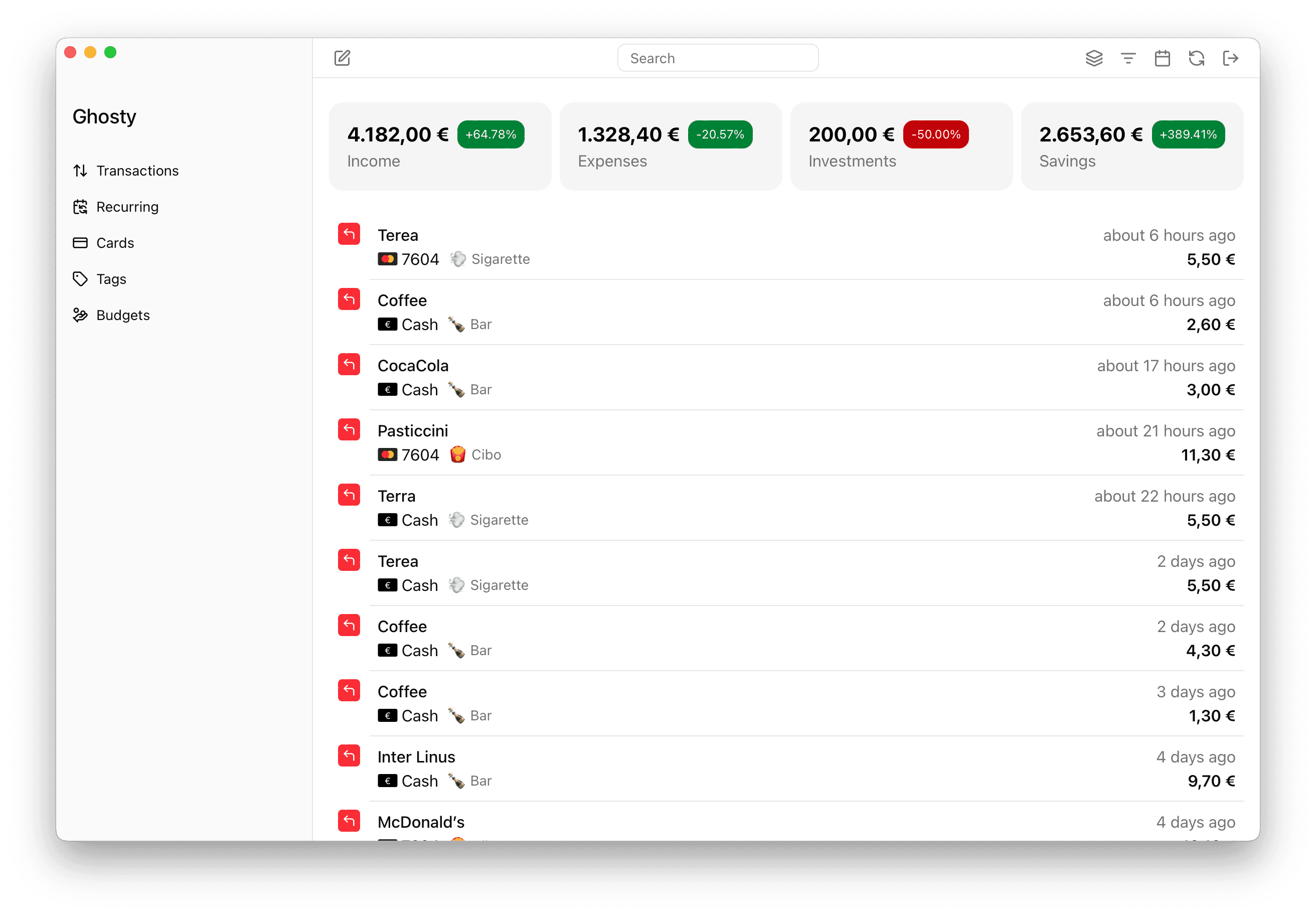 Ghosty App Screenshot